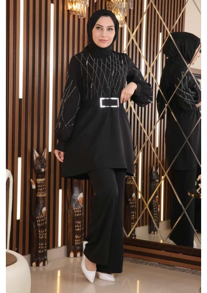 Incili Taş Detaylı Takım Siyah MSW19116 fırsatları