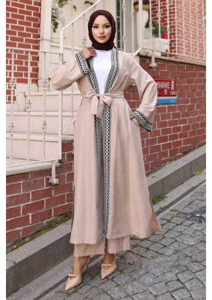 Etnik Desenli Kimono Takım Bej MSW19251 modelleri