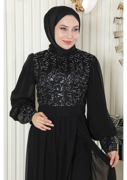 Pulpayetli Şifon Takım Siyah MSW19190 fiyatları