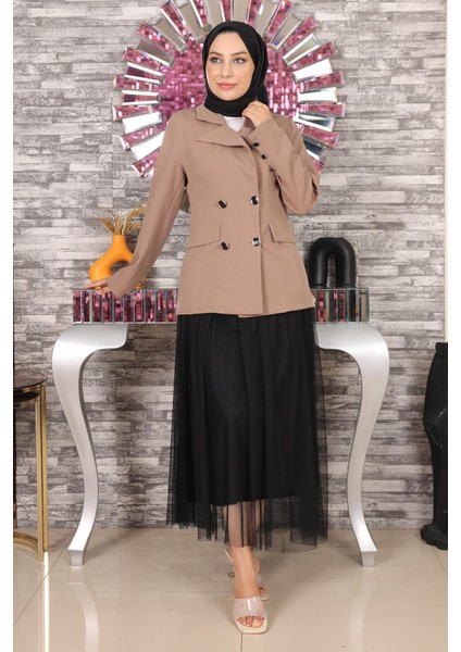 Ceketli Eteği Tül Takım Vizon MSW19151