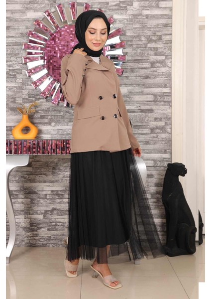 Ceketli Eteği Tül Takım Vizon MSW19151 fırsatları