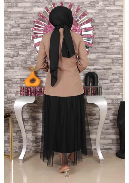 Ceketli Eteği Tül Takım Vizon MSW19151 indirimleri