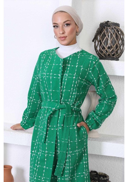 Kemerli Kaşe Kaban Yeşil 10768 fiyatları