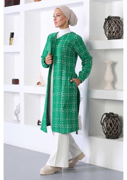 Kemerli Kaşe Kaban Yeşil 10768 fırsatları