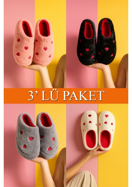 3'lü Paket Elegant Kapalı Kadın Terlik Ev Terliği