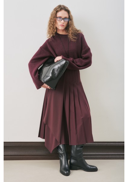 Anvelop Piliseli Etek Bordo