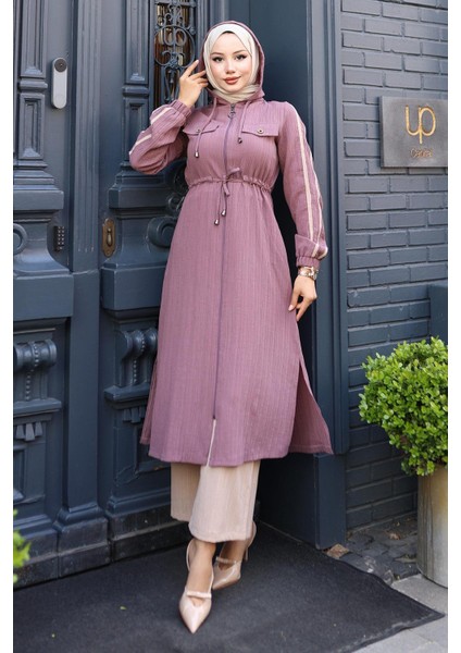 Beli Bağcıklı Kapşonlu Takım Gül Kurusu 19241