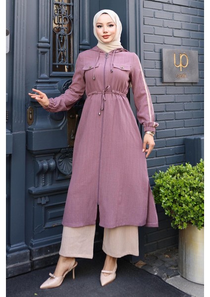 Beli Bağcıklı Kapşonlu Takım Gül Kurusu 19241 modelleri