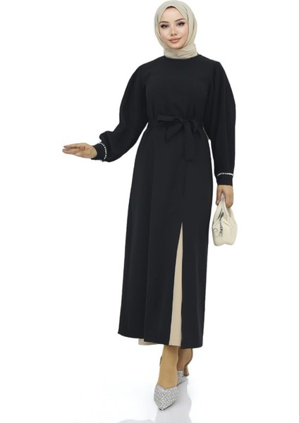 Piliseli Yırtmaçlı Takım Siyah MSW19239