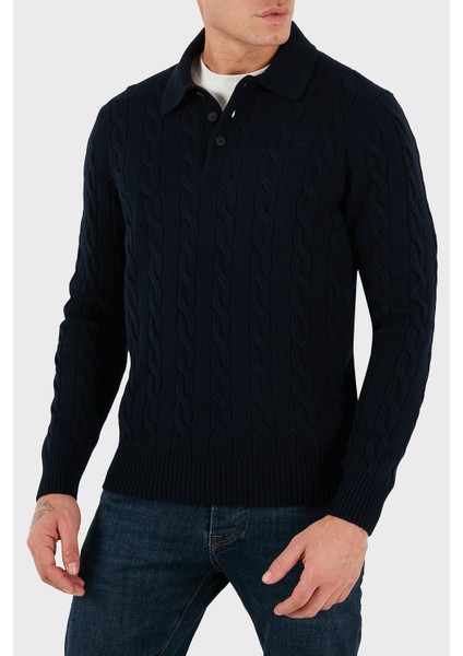 Yün ve Kaşmir Karışımlı Regular Fit Polo Yaka Kazak Erkek Polo Yaka Kazak 23172 19651 598