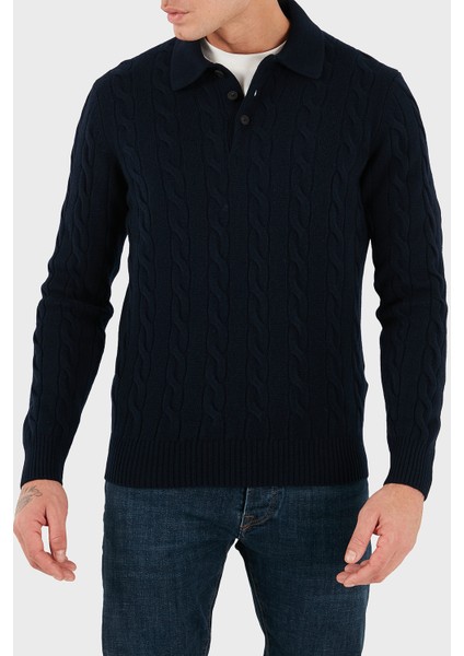 Yün ve Kaşmir Karışımlı Regular Fit Polo Yaka Kazak Erkek Polo Yaka Kazak 23172 19651 598 fırsatları