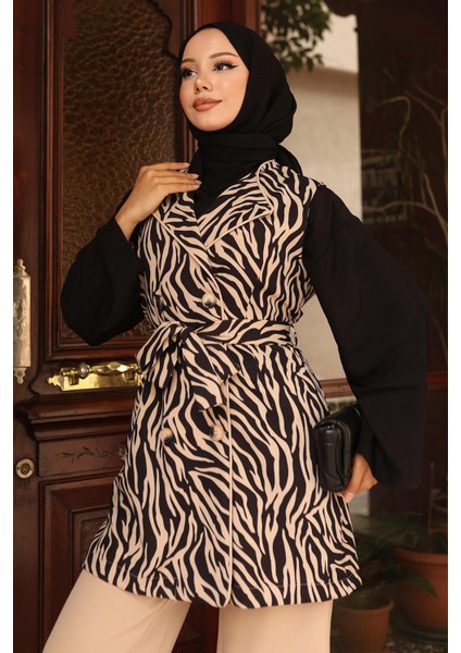 Zebra Desenli Ikili Takım Bej 19255 fiyatları