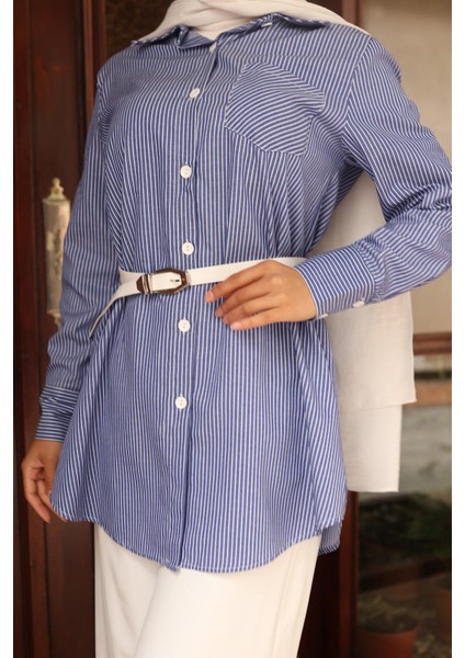 Çizgili Cep Detaylı Takım Mavi MSW19242 fiyatları