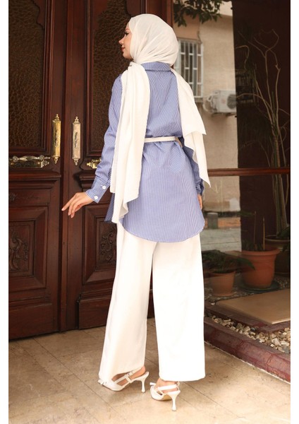 Çizgili Cep Detaylı Takım Mavi MSW19242 fırsatları