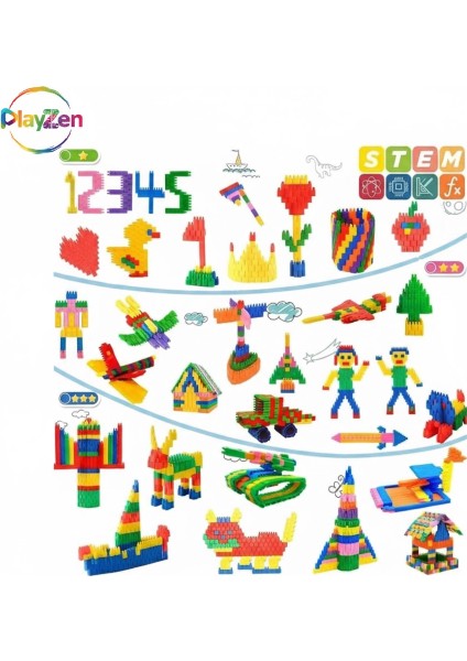 Constructo Stem 100 Parça - Eğitici Oyuncak Yapı Oyuncağı Montessori Zeka Oyunu Yapı Taşları Seti
