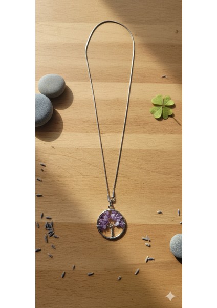 Hayat Ağacı Ametist Kolye - Mor Doğal Taşlı Gümüş Zincirli Kadın Takı modelleri