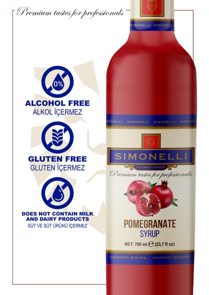 Kahve ve Kokteyl Şurubu Nar Aromalı 700 ml + Pompa -Sımonellı fırsatları