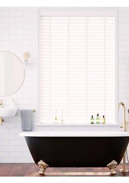 Wooden Blinds %100 Doğal Ahşap Jaluzi Perde 50MM, Alüminyum Kasalı Yüksek Kaliteli - Kurdelalı Krem fiyatları