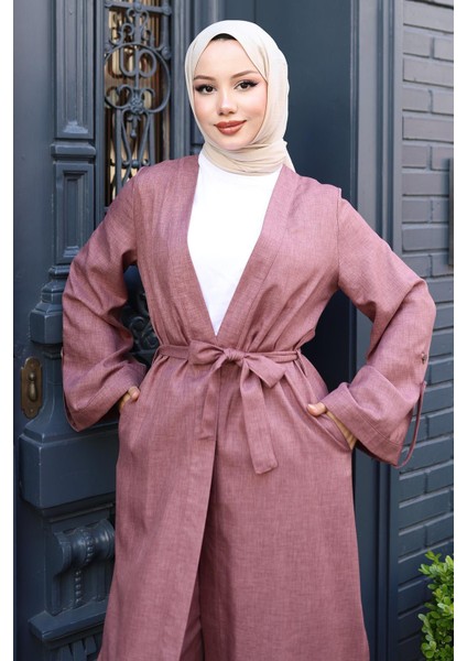 Apolet Detaylı Kimono Takım Gül Kurusu 19253 fiyatları