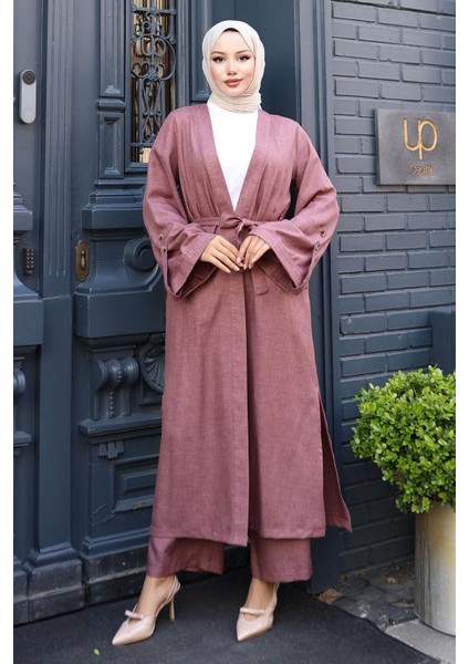 Apolet Detaylı Kimono Takım Gül Kurusu 19253 modelleri