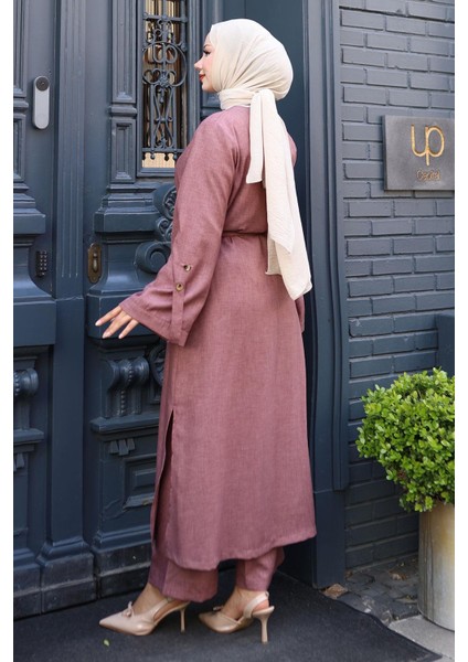 Apolet Detaylı Kimono Takım Gül Kurusu 19253 fırsatları