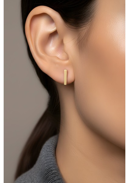 I Harfi 18 Ayar Sarı Altın Kaplama Gümüş Tek Küpe fiyatları