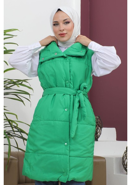 Geniş Yaka Şişme Yelek Yeşil 6093 fiyatları