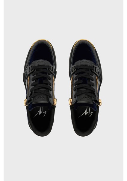 Kadife Detaylı Fermuarlı Deri Sneaker Ayakkabı Erkek Ayakkabı RU50026 modelleri