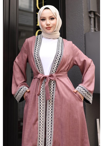 Etnik Desenli Kimono Takım Gül Kurusu MSW19251 fiyatları