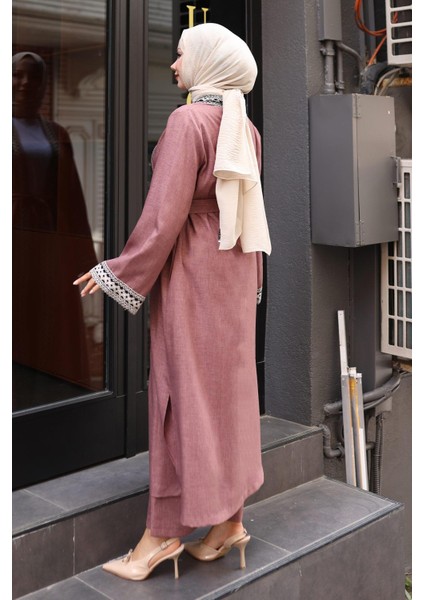 Etnik Desenli Kimono Takım Gül Kurusu MSW19251 fırsatları