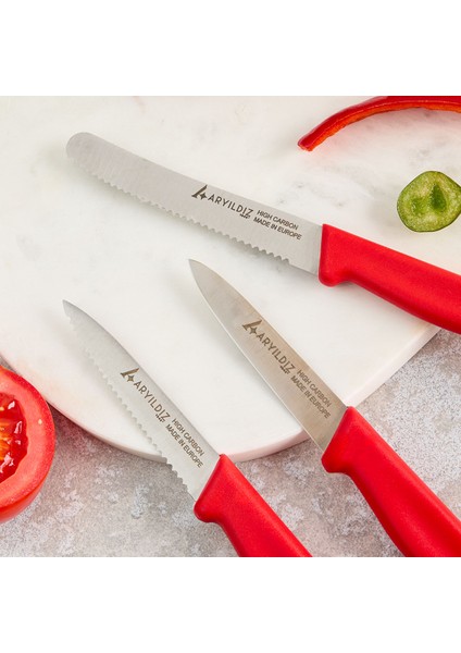 Solo 3 Parça Bıçak Seti Kırmızı modelleri