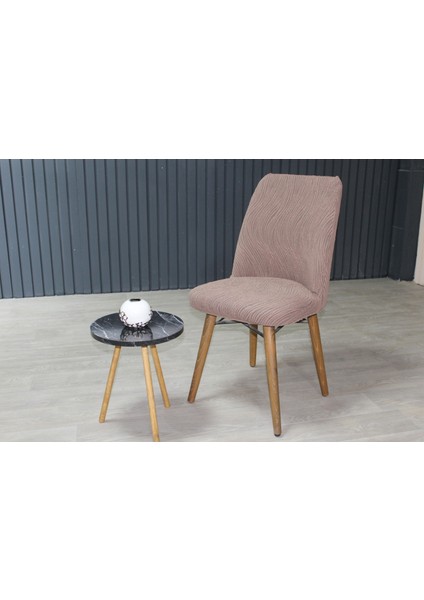 Oval Sandalye Kılıfı Jakar 6'lı Set Kahve