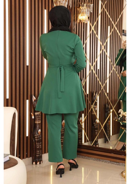 Taş Detaylı Kemerli Takım Zümrüt MSW19122 indirimleri