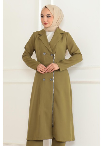 Düğme Detaylı Fermuarlı Takım Haki MSW19219 fiyatları