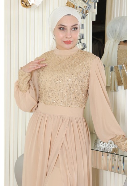 Pulpayetli Şifon Takım Gold MSW19190 fiyatları