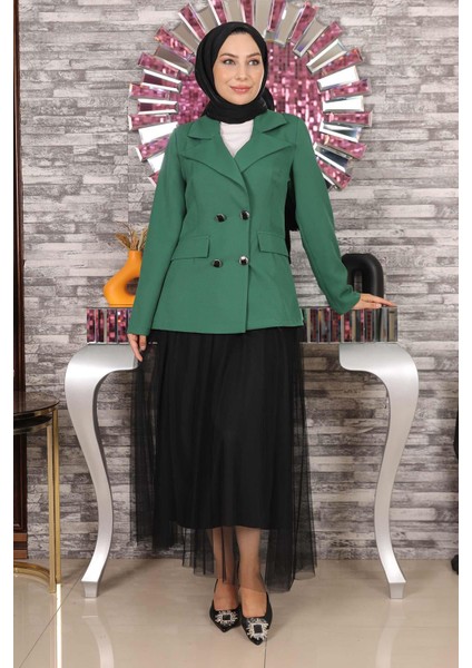 Ceketli Eteği Tül Takım Zümrüt MSW19151