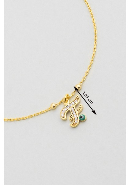 F Harfi 18 Ayar Sarı Altın Kaplama 19 cm Gümüş Nazar Bileklik modelleri