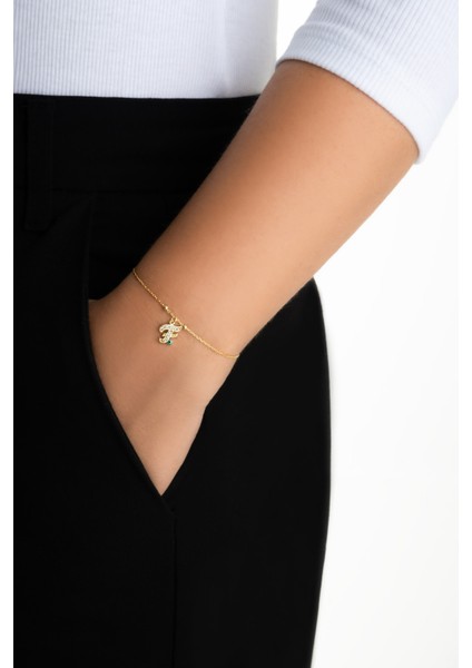 F Harfi 18 Ayar Sarı Altın Kaplama 19 cm Gümüş Nazar Bileklik fırsatları