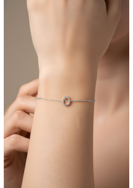 Ö Harfi 18 Ayar Beyaz Altın Kaplama 18 cm Gümüş Bileklik