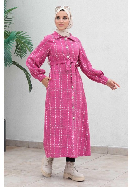Düğmeli Kaşe Kaban Pembe 19600 fırsatları