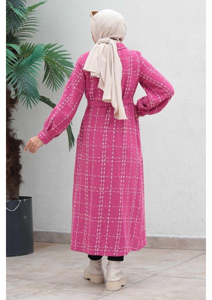 Düğmeli Kaşe Kaban Pembe 19600 indirimleri