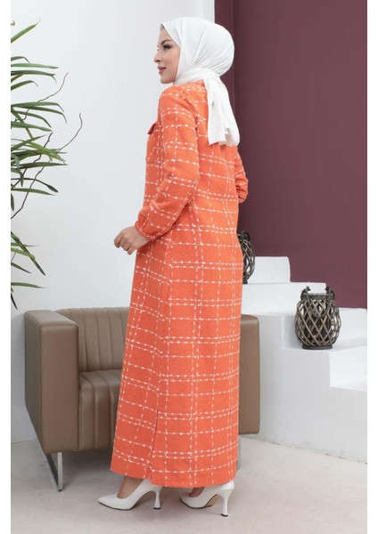 Düğmeli Kaşe Kaban Turuncu 19260 indirimleri