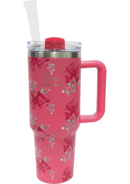 Pipetli 1,2 Lt Çelik Bardak Termos Pembe YK1549