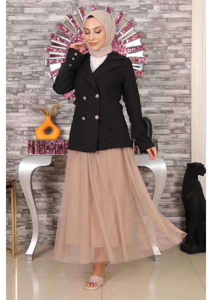 Ceketli Eteği Tül Takım Siyah MSW19151