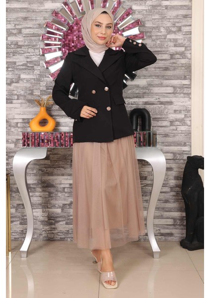 Ceketli Eteği Tül Takım Siyah MSW19151 fırsatları