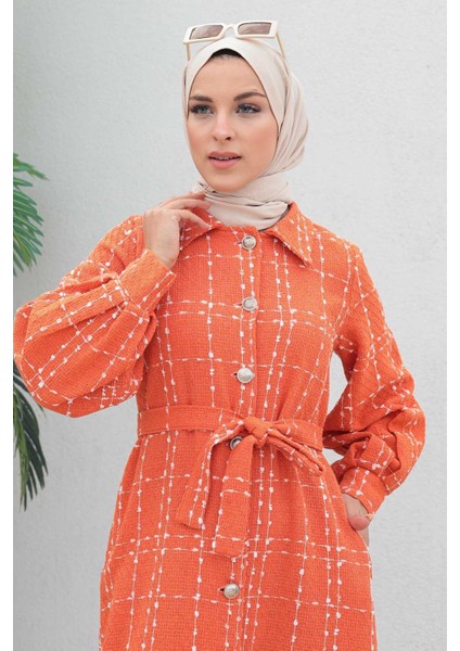 Düğmeli Kaşe Kaban Turuncu 19600 fiyatları