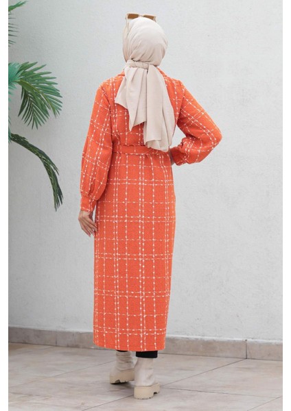 Düğmeli Kaşe Kaban Turuncu 19600 indirimleri