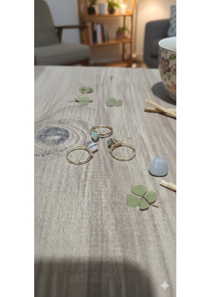 Doğal Taş Yüzük Seti - 3'lü Kombin - Trend Takı modelleri