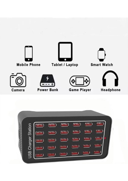 30 Port Çoklu USB Şarj Istasyonu 5V-10A 150W 30 Lu USB Şarj Cihazı fırsatları