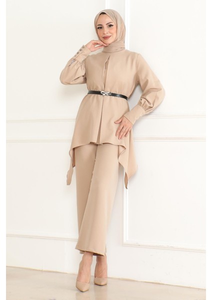 Kemer Detaylı Takım Bej MSW19001